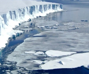 Melting ice on land